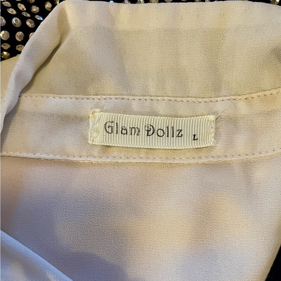 Glam Dollz Sheer Bling Collared Blouse - Picture 3 of 3